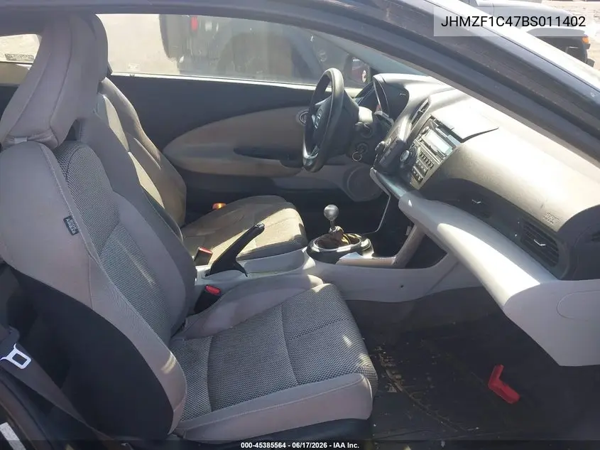 2011 Honda Cr-Z VIN: JHMZF1C47BS011402 Lot: 45385564