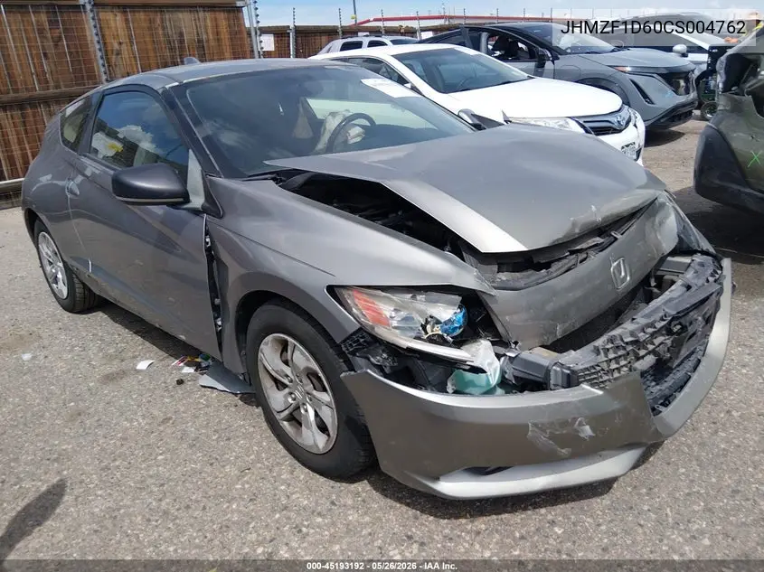 2012 Honda Cr-Z Ex VIN: JHMZF1D60CS004762 Lot: 45193192