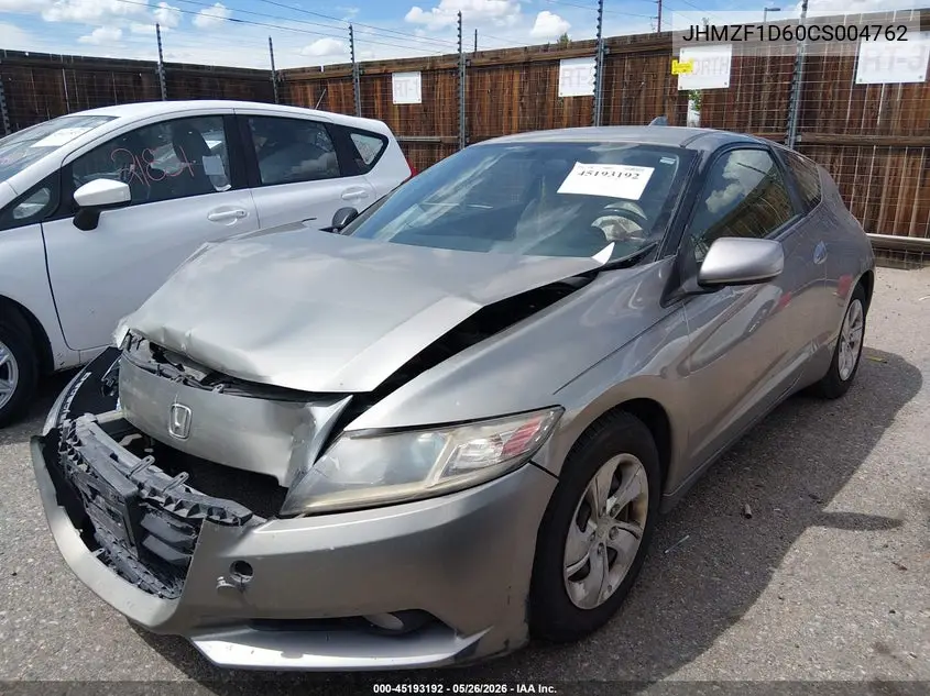 2012 Honda Cr-Z Ex VIN: JHMZF1D60CS004762 Lot: 45193192