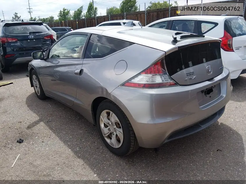 2012 Honda Cr-Z Ex VIN: JHMZF1D60CS004762 Lot: 45193192