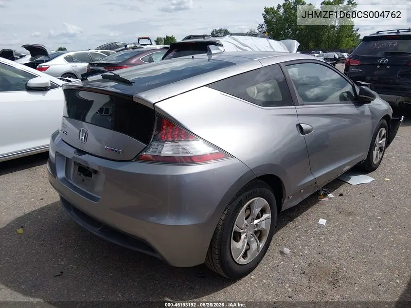 2012 Honda Cr-Z Ex VIN: JHMZF1D60CS004762 Lot: 45193192