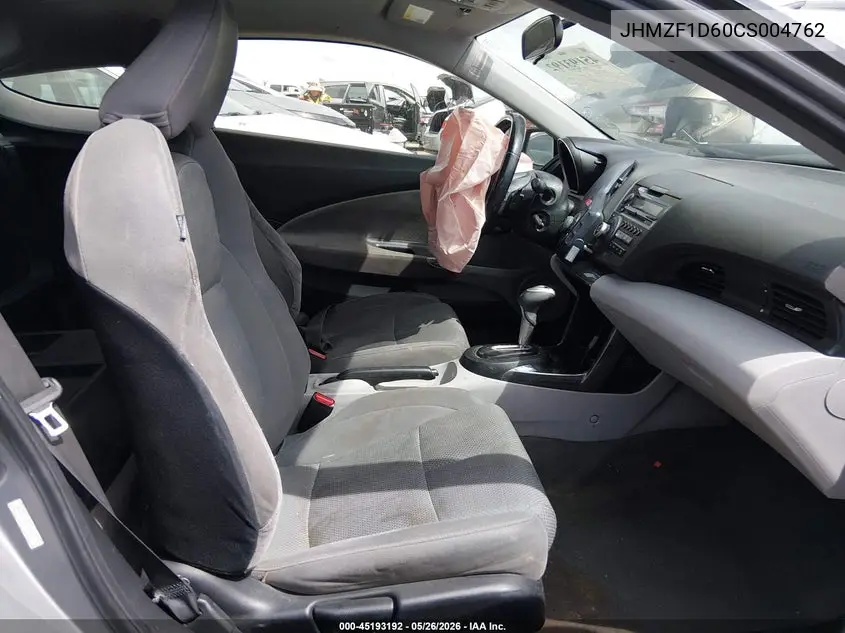 2012 Honda Cr-Z Ex VIN: JHMZF1D60CS004762 Lot: 45193192