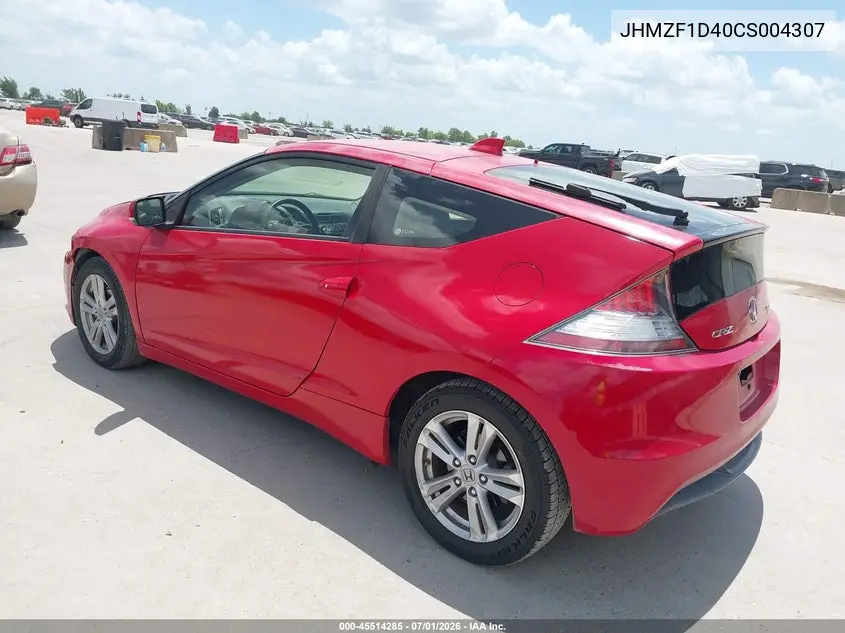 2012 Honda Cr-Z VIN: JHMZF1D40CS004307 Lot: 45514285