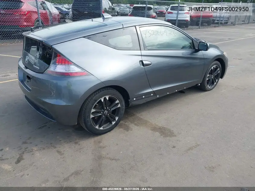 2015 Honda Cr-Z VIN: JHMZF1D49FS002950 Lot: 45226926