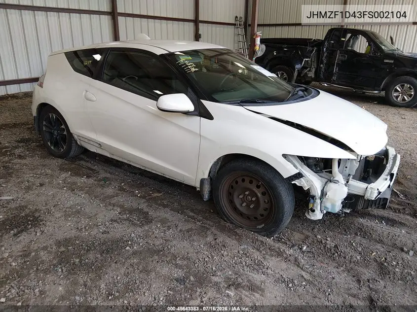 2015 Honda Cr-Z VIN: JHMZF1D43FS002104 Lot: 45643383
