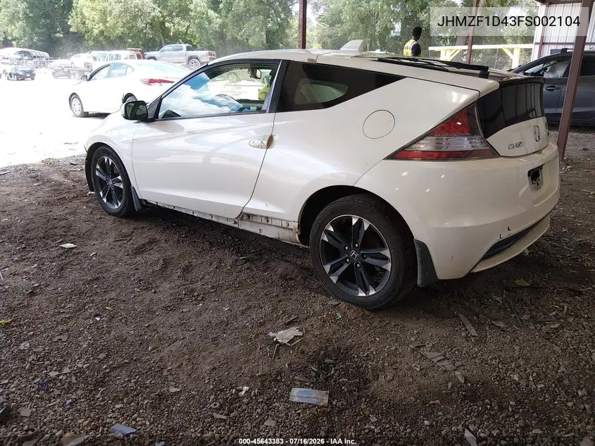 2015 Honda Cr-Z VIN: JHMZF1D43FS002104 Lot: 45643383