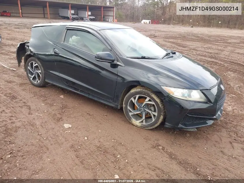 2016 Honda Cr-Z Lx VIN: JHMZF1D49GS000214 Lot: 44094981