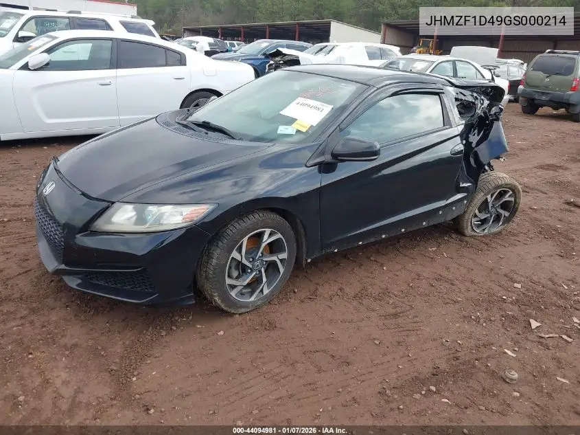 2016 Honda Cr-Z Lx VIN: JHMZF1D49GS000214 Lot: 44094981