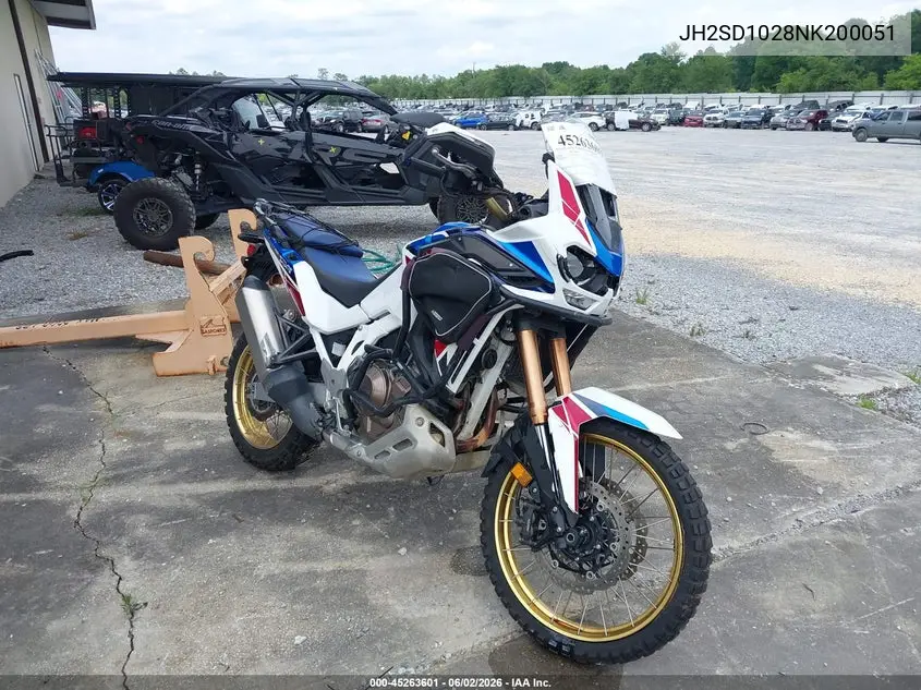2022 Honda Crf1100 A4 VIN: JH2SD1028NK200051 Lot: 45263601
