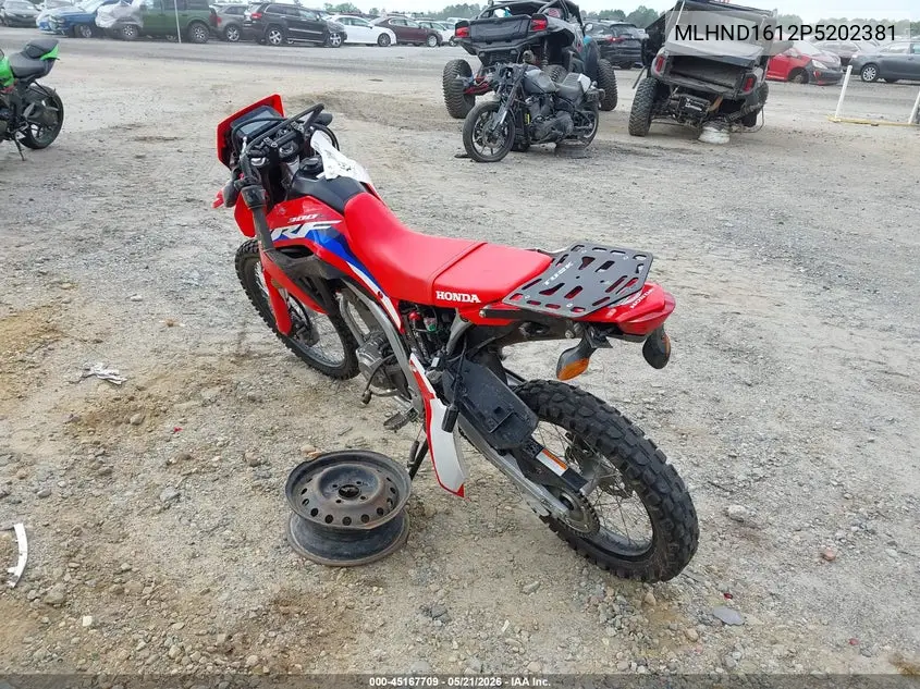 2023 Honda Crf300 L VIN: MLHND1612P5202381 Lot: 45167709