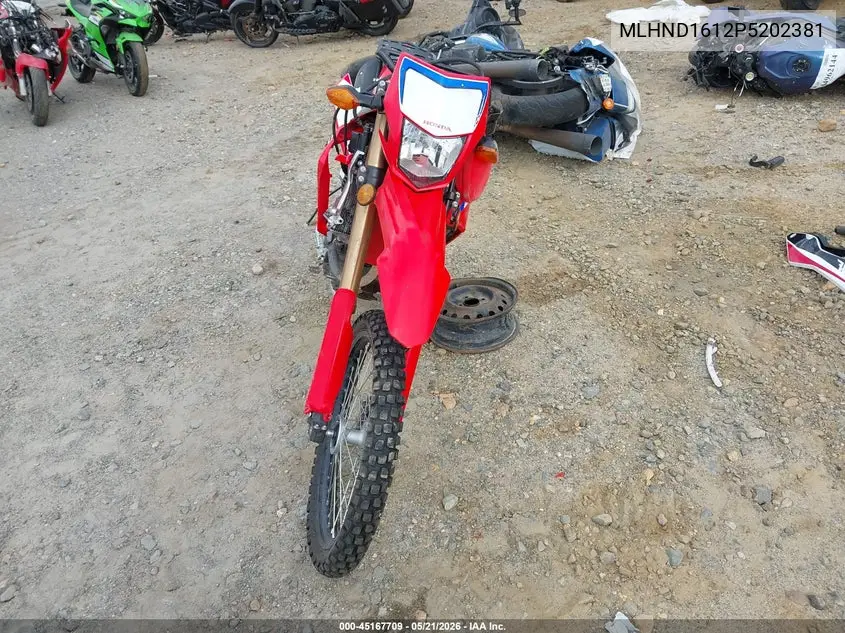 2023 Honda Crf300 L VIN: MLHND1612P5202381 Lot: 45167709