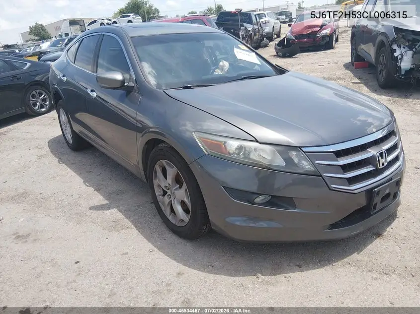 2012 Honda Crosstour Ex-L VIN: 5J6TF2H53CL006315 Lot: 45534467