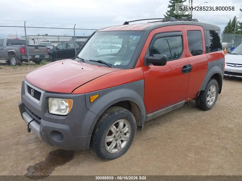 2003 Honda Element Ex VIN: 5J6YH28523L800058 Lot: 30088959