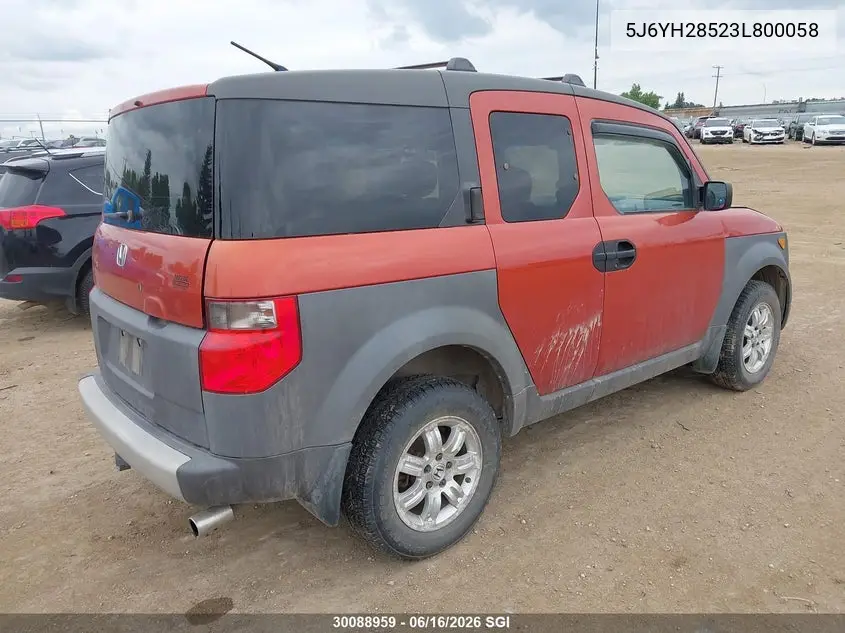 2003 Honda Element Ex VIN: 5J6YH28523L800058 Lot: 30088959