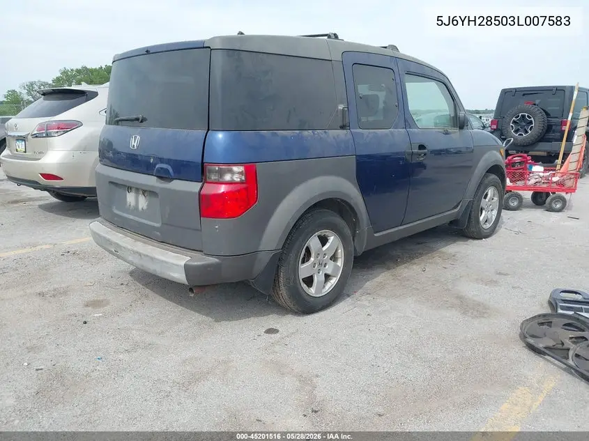 2003 Honda Element Ex VIN: 5J6YH28503L007583 Lot: 45201516
