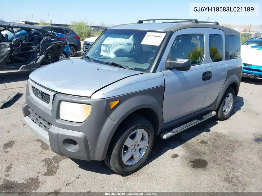 2003 Honda Element Ex VIN: 5J6YH18583L021189 Lot: 45278092