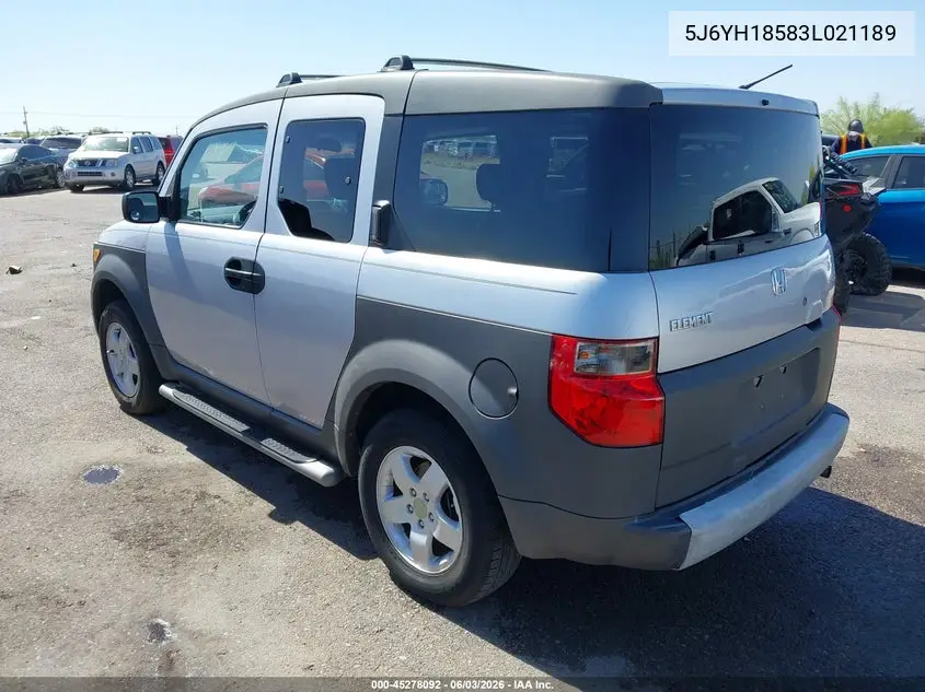 2003 Honda Element Ex VIN: 5J6YH18583L021189 Lot: 45278092