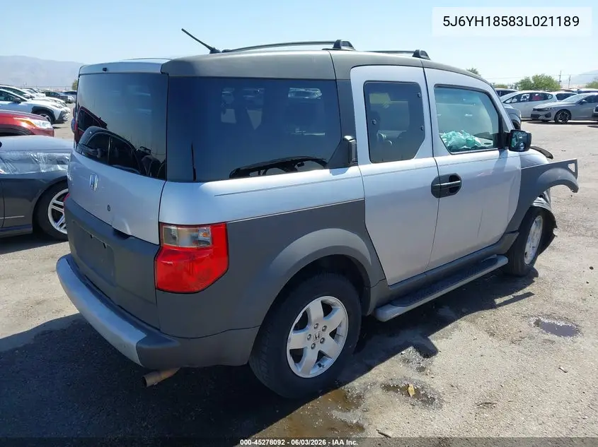 2003 Honda Element Ex VIN: 5J6YH18583L021189 Lot: 45278092