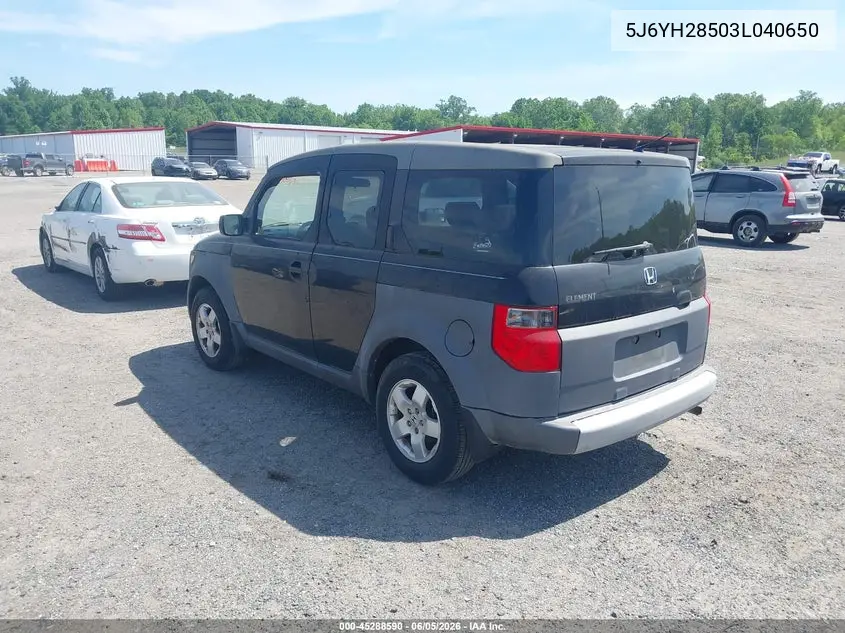 2003 Honda Element Ex VIN: 5J6YH28503L040650 Lot: 45288590