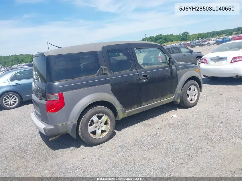 2003 Honda Element Ex VIN: 5J6YH28503L040650 Lot: 45288590