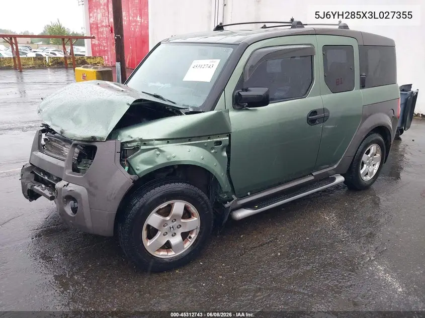 2003 Honda Element Ex VIN: 5J6YH285X3L027355 Lot: 45312743