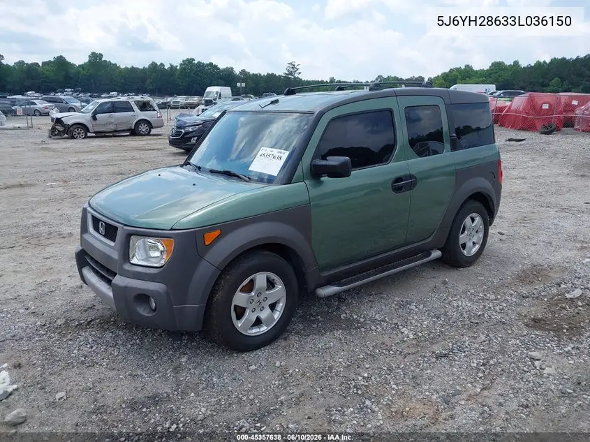 2003 Honda Element Ex VIN: 5J6YH28633L036150 Lot: 45357638