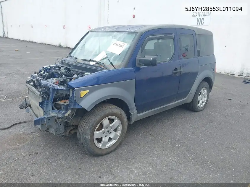 2003 Honda Element Ex VIN: 5J6YH28553L011094 Lot: 45363202