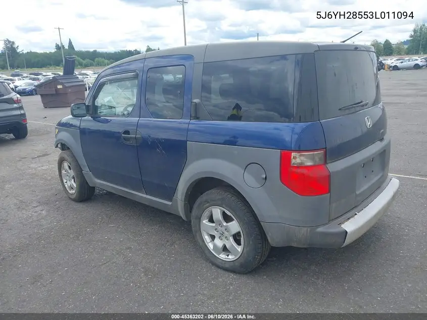 2003 Honda Element Ex VIN: 5J6YH28553L011094 Lot: 45363202