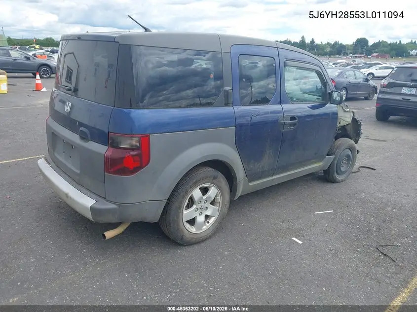 2003 Honda Element Ex VIN: 5J6YH28553L011094 Lot: 45363202