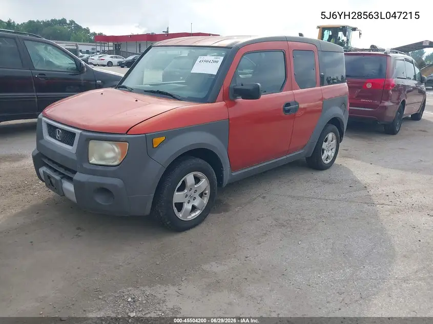 2003 Honda Element Ex VIN: 5J6YH28563L047215 Lot: 45504200