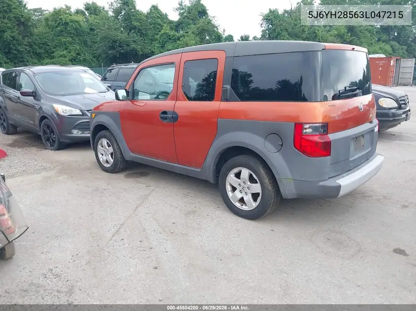2003 Honda Element Ex VIN: 5J6YH28563L047215 Lot: 45504200