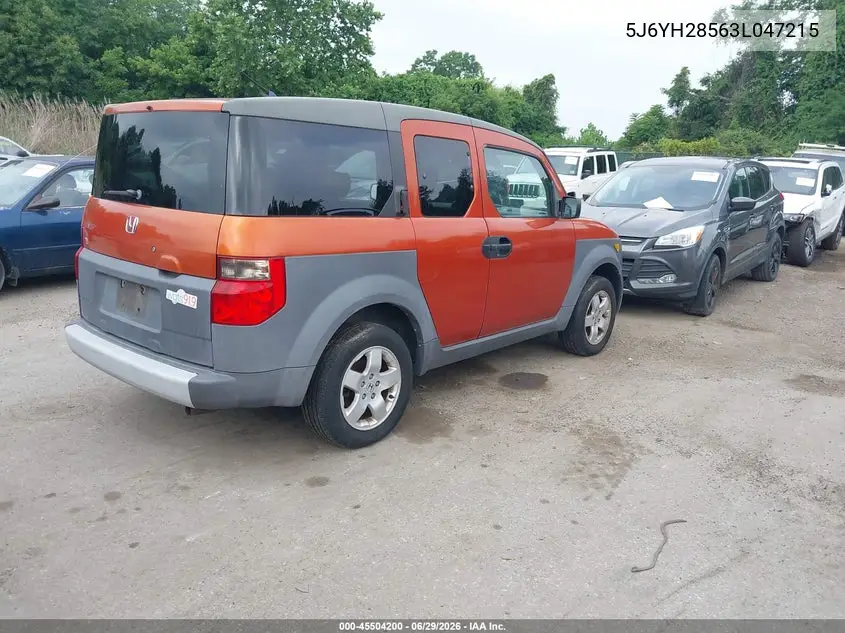 2003 Honda Element Ex VIN: 5J6YH28563L047215 Lot: 45504200