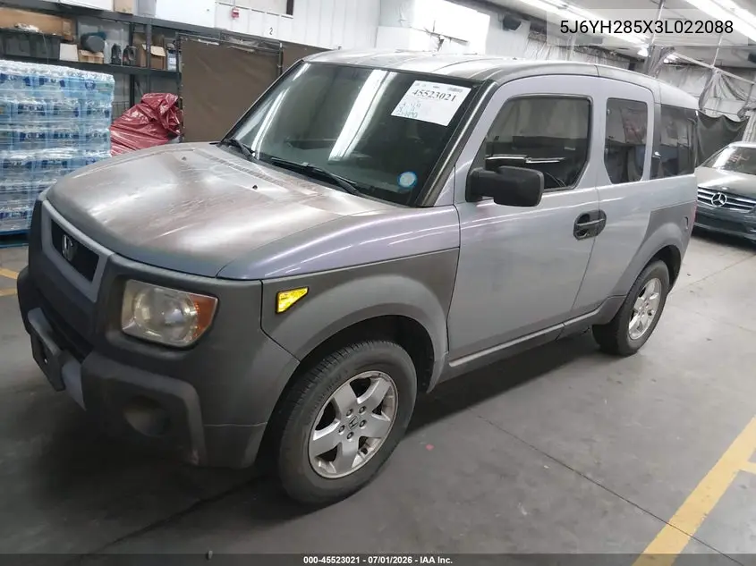 2003 Honda Element Ex VIN: 5J6YH285X3L022088 Lot: 45523021
