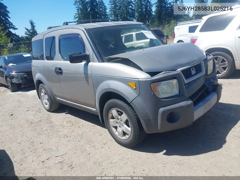 2003 Honda Element Ex VIN: 5J6YH28583L025216 Lot: 45597601
