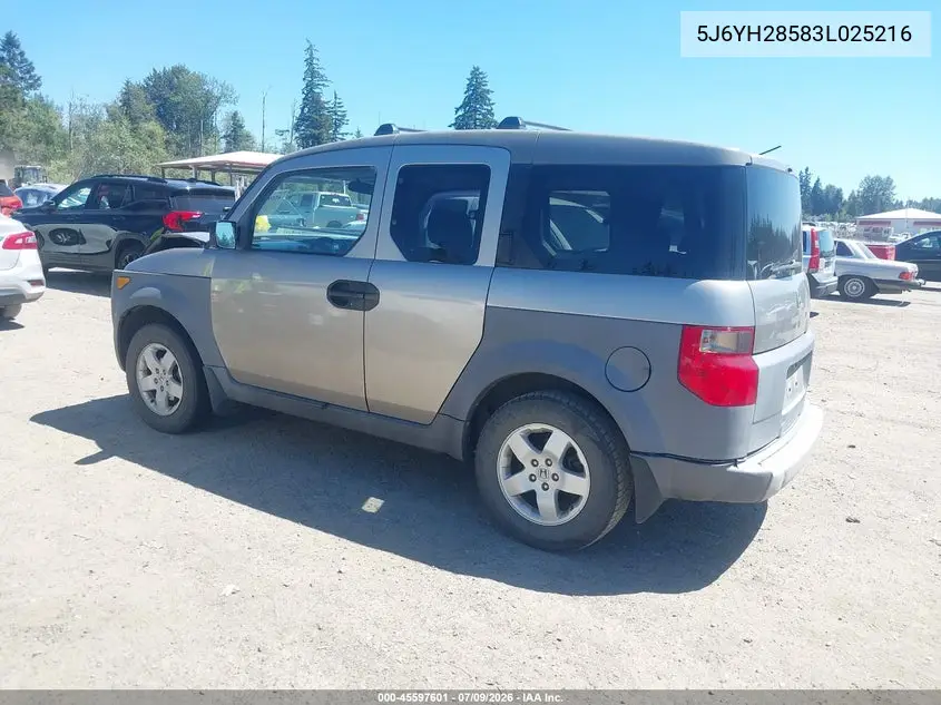 2003 Honda Element Ex VIN: 5J6YH28583L025216 Lot: 45597601