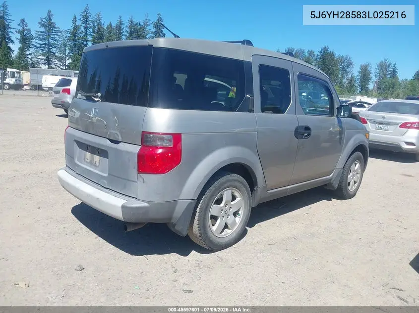 2003 Honda Element Ex VIN: 5J6YH28583L025216 Lot: 45597601