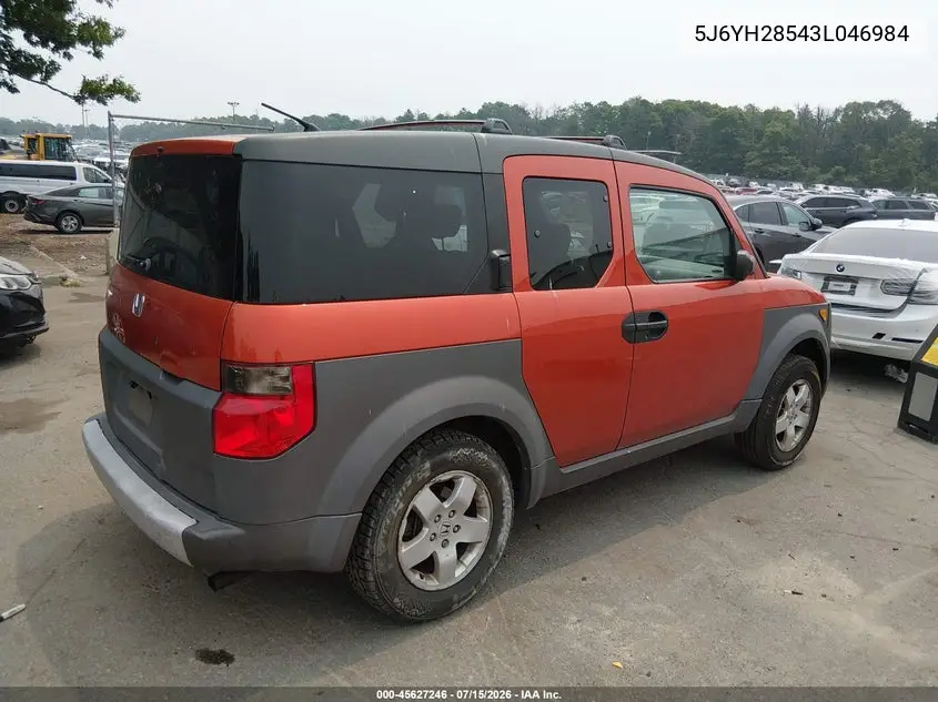 2003 Honda Element Ex VIN: 5J6YH28543L046984 Lot: 45627246