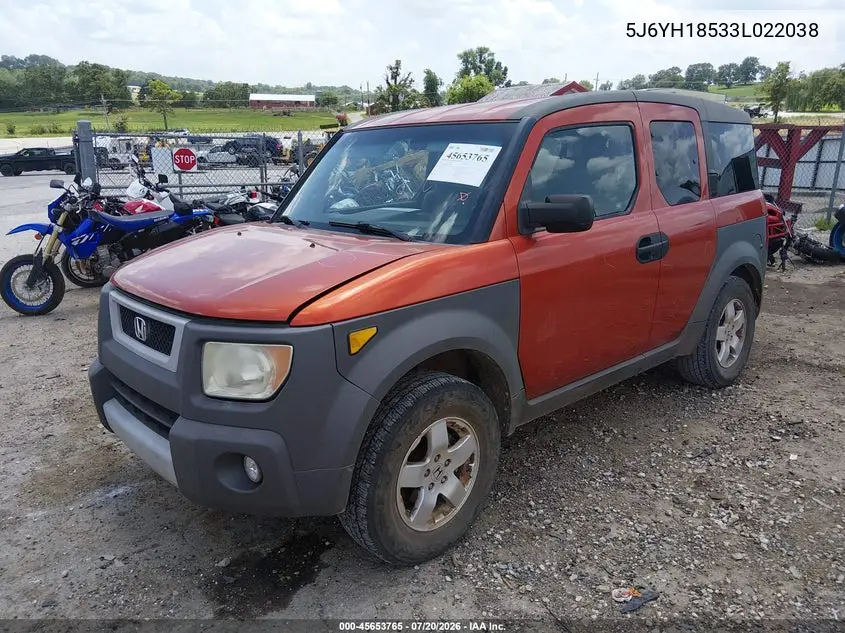 2003 Honda Element Ex VIN: 5J6YH18533L022038 Lot: 45653765