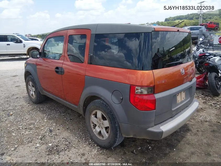 2003 Honda Element Ex VIN: 5J6YH18533L022038 Lot: 45653765