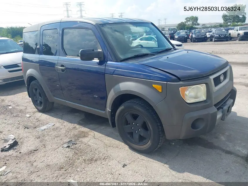 2003 Honda Element Ex VIN: 5J6YH28503L036324 Lot: 45673361