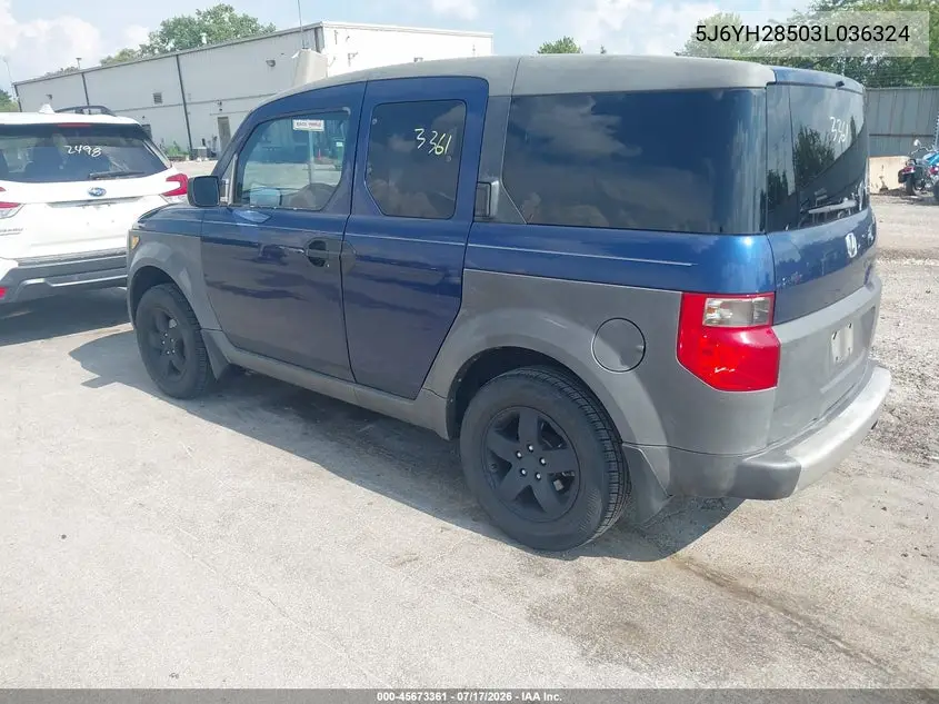 2003 Honda Element Ex VIN: 5J6YH28503L036324 Lot: 45673361