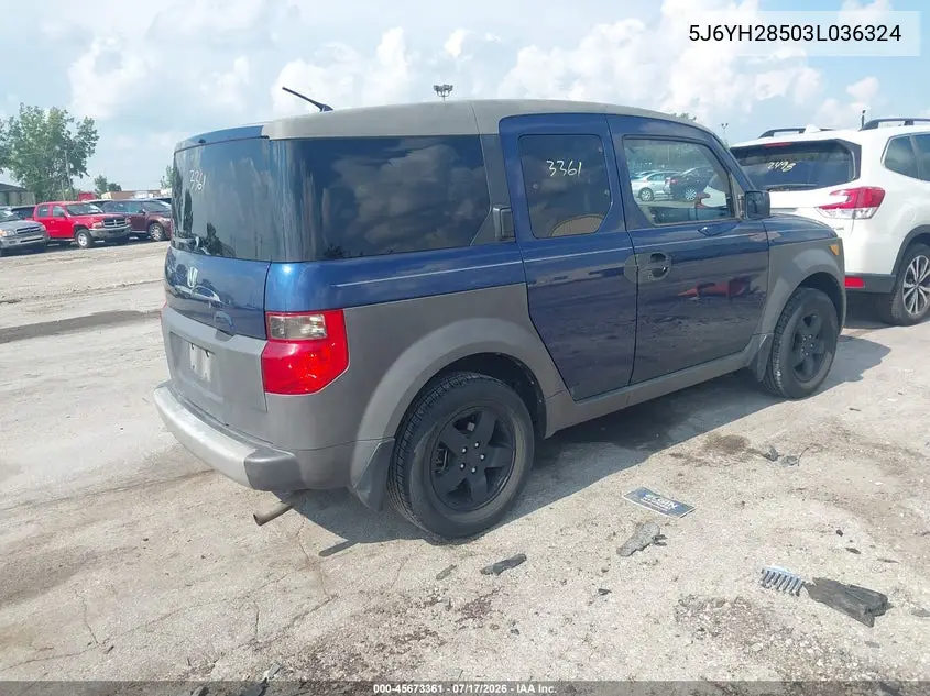 2003 Honda Element Ex VIN: 5J6YH28503L036324 Lot: 45673361