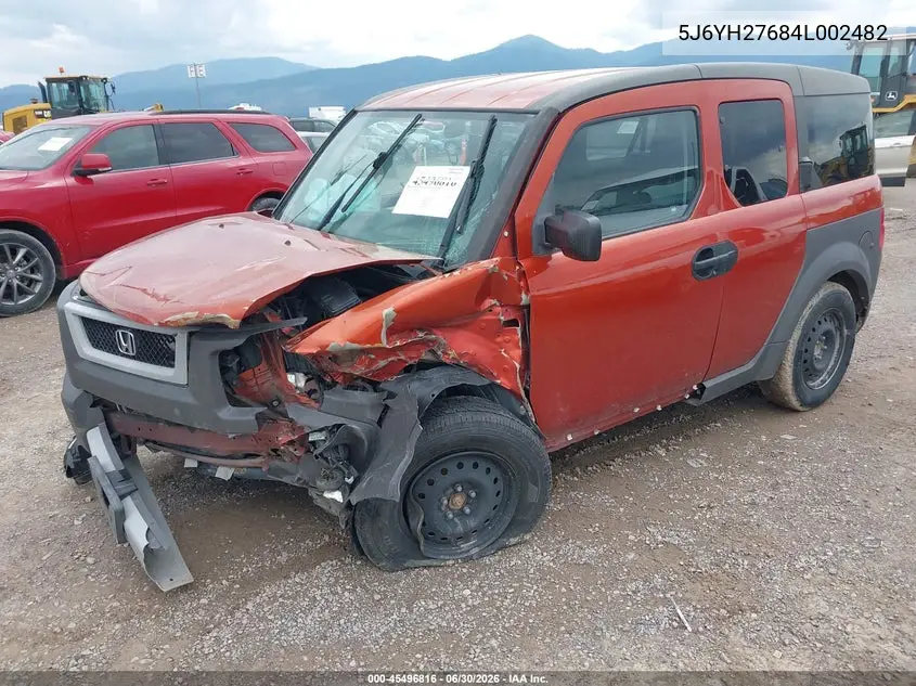 2004 Honda Element Ex VIN: 5J6YH27684L002482 Lot: 45496816