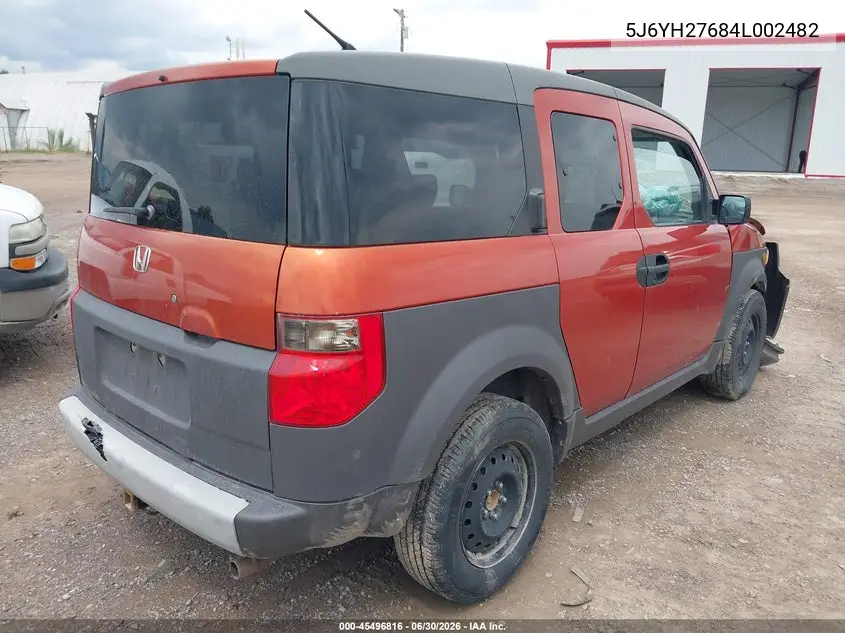 2004 Honda Element Ex VIN: 5J6YH27684L002482 Lot: 45496816