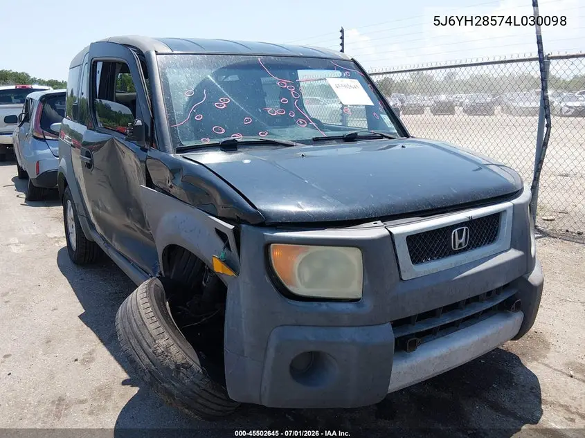 2004 Honda Element Ex VIN: 5J6YH28574L030098 Lot: 45502645