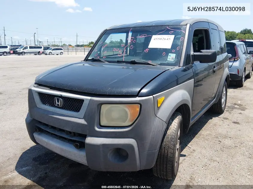 2004 Honda Element Ex VIN: 5J6YH28574L030098 Lot: 45502645