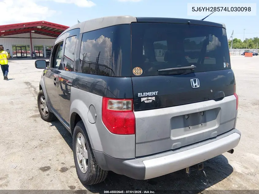 2004 Honda Element Ex VIN: 5J6YH28574L030098 Lot: 45502645