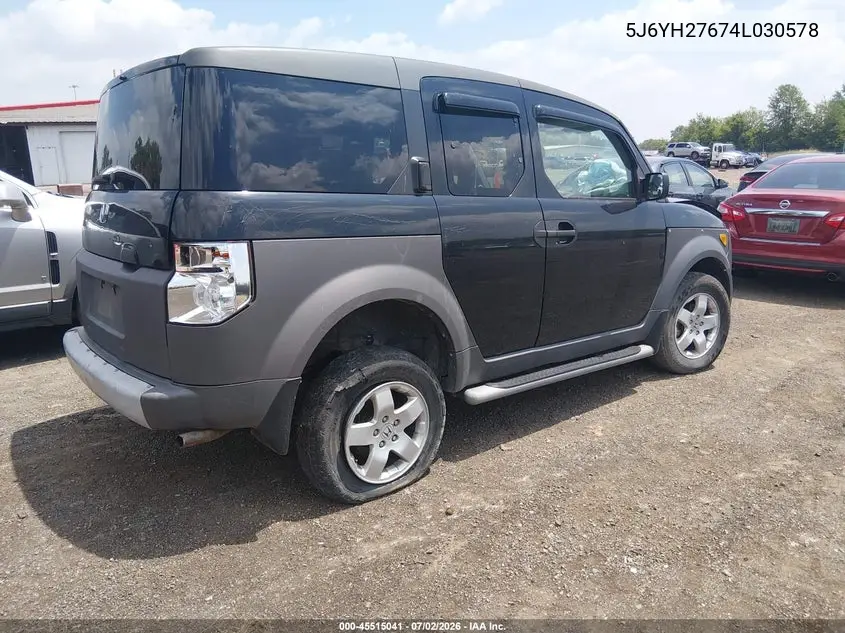 2004 Honda Element Ex VIN: 5J6YH27674L030578 Lot: 45515041