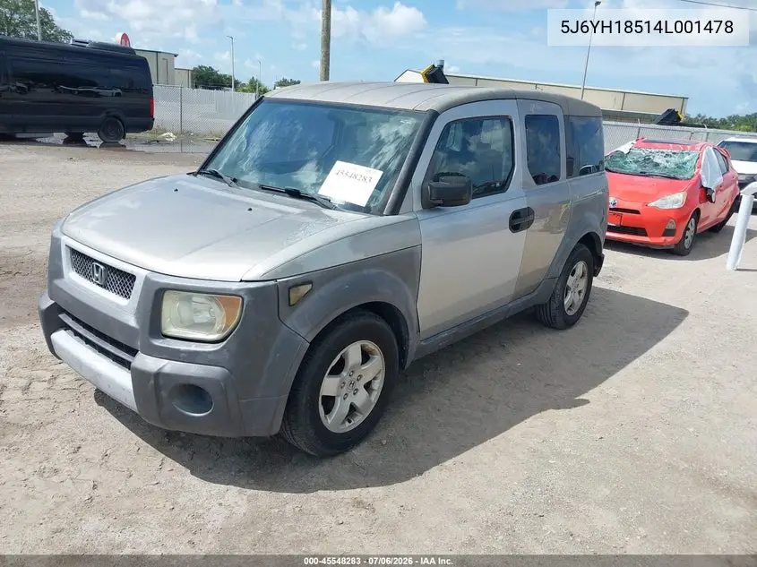 2004 Honda Element Ex VIN: 5J6YH18514L001478 Lot: 45548283
