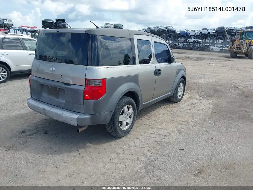2004 Honda Element Ex VIN: 5J6YH18514L001478 Lot: 45548283